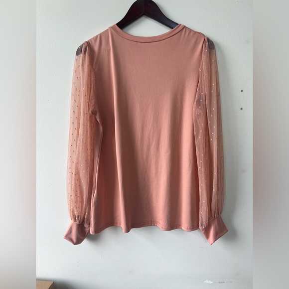 Lace Sleeve with Swiss Dots Top - Les Amis - Sz Large - Picture 2 of 4